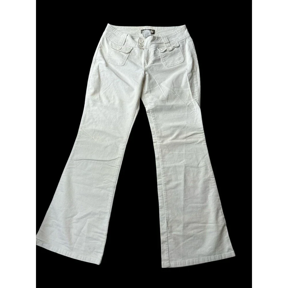 Jordache Bootcut Jeans Womens Size 13/14Light Beige corduroy ‎ stretchy pants